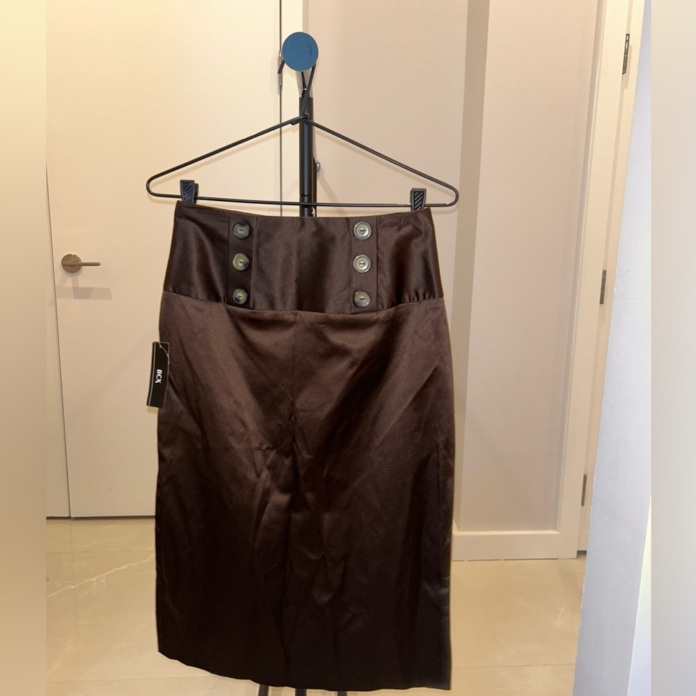 Brown Midi Pencil Skirt for Work